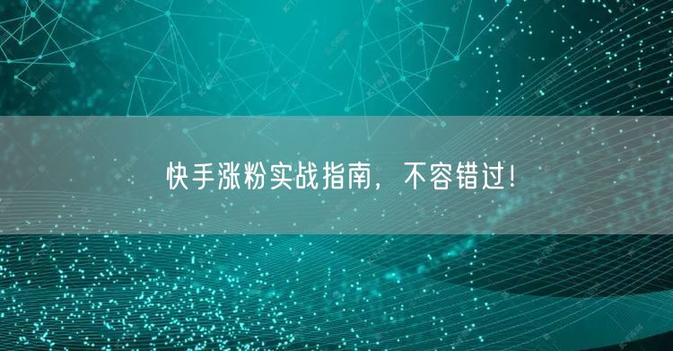 快手涨粉实战指南,不容错过!